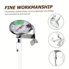 1 Stück Edelstahl Kaffee Thermometer, Küchen Milch Stifttyp mit Clips, präzises Thermometer, herausziehbare Blumennadel für handgebrühten Kaffee