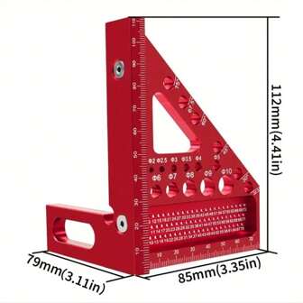 Équerre multifonction en alliage d'aluminium haute précision de 45/90 degrés, règle triangulaire, outil de mesure multi-angles. Convient aux ingénieurs, menuisiers, DIY à la maison