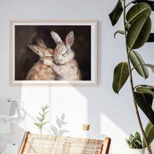 1 pieza, Pintura colgante de lienzo, Pintura decorativa enmarcada, Póster, Arte de pared, Pascua, Conejito lindo, Pintura al óleo vintage, Arte de pared de conejito lindo Pintura al óleo, Impresión vintage antigua, Póster de conejito, Decoración de hogar Mural, Fácil de colgar, Adecuado para habitación, sala de estar, pasillo, decoración de pared de dormitorio