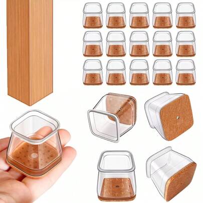Protectores de piso para patas de silla, 8/16/24 piezas - Deslizadores de muebles de silicona de TPE gruesa, cubiertas de silla transparentes para reducción de ruido y protección de pisos, almohadillas duraderas para patas de muebles para mesas y sillas, sofás y mesas de café (marrón claro)