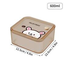 WORTHBUY Caja de almacenamiento de alimentos cuadrada de plástico con tapa, caja sellada reutilizable a prueba de humedad para bocadillos, frutos secos y caramelos, con diseño de dibujos animados transparente, apta para la cocina, la sala de estar y la oficina