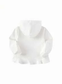 Balabala Girls' A-Line Hooded Sweatshirt, New Spring Casual Top - Original White - View 2