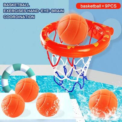 Set portatile mini canestro da basket da 3 pezzi/6 pezzi/9 pezzi, canestro da bagno con ventosa, canestro da gioco in acqua, stimola i bambini a divertirsi durante il bagno, giocattolo da bagno per interazione genitore-figlio, regalo di compleanno, giocattolo per bambini
