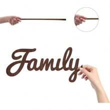 1PC Cutout Sign Family Letter Wooden Wall Arts Decor Quotes Wood Word Sculpture Signs Rustic Farmhouse For Housewarming Home Front Door Entryway Wall Decoration, Brown, 11.9 X 5.5inch