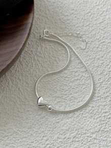 BALMORA 1 Stück 925 Sterling Silber Armband mit herzförmigem Silberperle und einfacher Schlangenkette, geeignet für koreanische Mode von Frauen, Alltagsgebrauch als Geschenk für Freunde