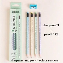 12pcs HB Pencils Set,With Sharpener Writing Pencil Study Practice Pre-Cut,Black, With Eraser Heads, HB Soft, Suitable For Office Use As Drawing, Writing, And Stationery Pencils - Includes A Pencil Sharpener Bonus,Back To School