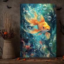 Framed Elegant Koi Fish Hanging, Japanese-Inspired Art Print, Peaceful Decor Canvas, Artistic Accent Piece,Room Aesthetic  Canvas Print Home Decorations Posters For Room Aesthetic Wall Art Poster