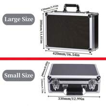 Caja de almacenamiento de aleación de aluminio, 42x30x15cm/33x24x12cm, estuche de herramientas impermeable, caja de equipos de metal portátil, equipaje de mano, contenedor de instrumentos portátil con esquinas reforzadas y resistente a golpes, adecuado para herramientas, ropa, zapatos, cosméticos, joyas, documentos, instrumentos, manualidades, fotos, etc. (2 tamaños disponibles) Bolsa para la escuela, accesorios escolares, artículos escolares