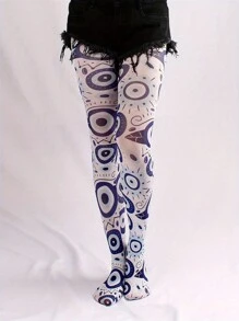 Briartw 1 par de pantis finos para mujer con estampado de ojo vintage, anti-enganches