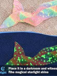Manta Cobija con Cola de sirena Flourecente Frazada Niña Infantil Adolecente - ARCOIRIS  E - Ver 3