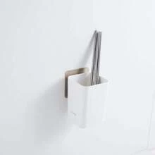 Caja de almacenamiento cuadrada montada en la pared, organizador de maquillaje de plástico con adhesivo para colgar, contenedor para baño, cocina y almacenamiento adherible