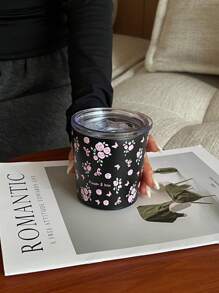 1pc 800ml Butterfly Floral Pattern Stainless Steel Double Wall Insulated Coffee Pot, Thermal Carafe, Tea Pot, Tumbler, Flat Bottom Cup, Travel Mug, Suitable For Office, Restaurant, Outdoor, School, Home And More, Great Gift For Christmas, Valentine's Day, Mother's Day, Back To School, Birthday Back To School