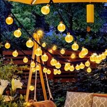 3M20Lights Outdoor Camping Crystal Ball Light IP65 Waterproof Solar Holiday Light Bulb Ball Light Thanksgiving Christmas Halloween Ramadan Decorative Light Outdoor Garden Decoration