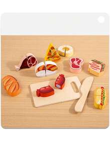 Wooden Play Food Sets For Kids Kitchen Toddlers Wood Toys Cutting Fruit Pretend Food Play Kitchen Accessories Set For Boys And Girls