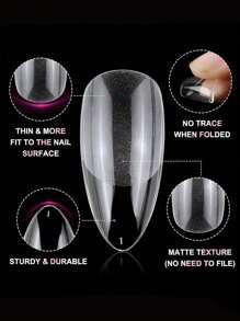 600pcs Medium Almond Square Nail Tips - Full Cover, Soft Gel X Acrylic, Half Matte Finish, Pre-Shaped Almond Square Fake Nails Acrylic False Nail Tip For Salon And Home Nail Design 12 Sizes