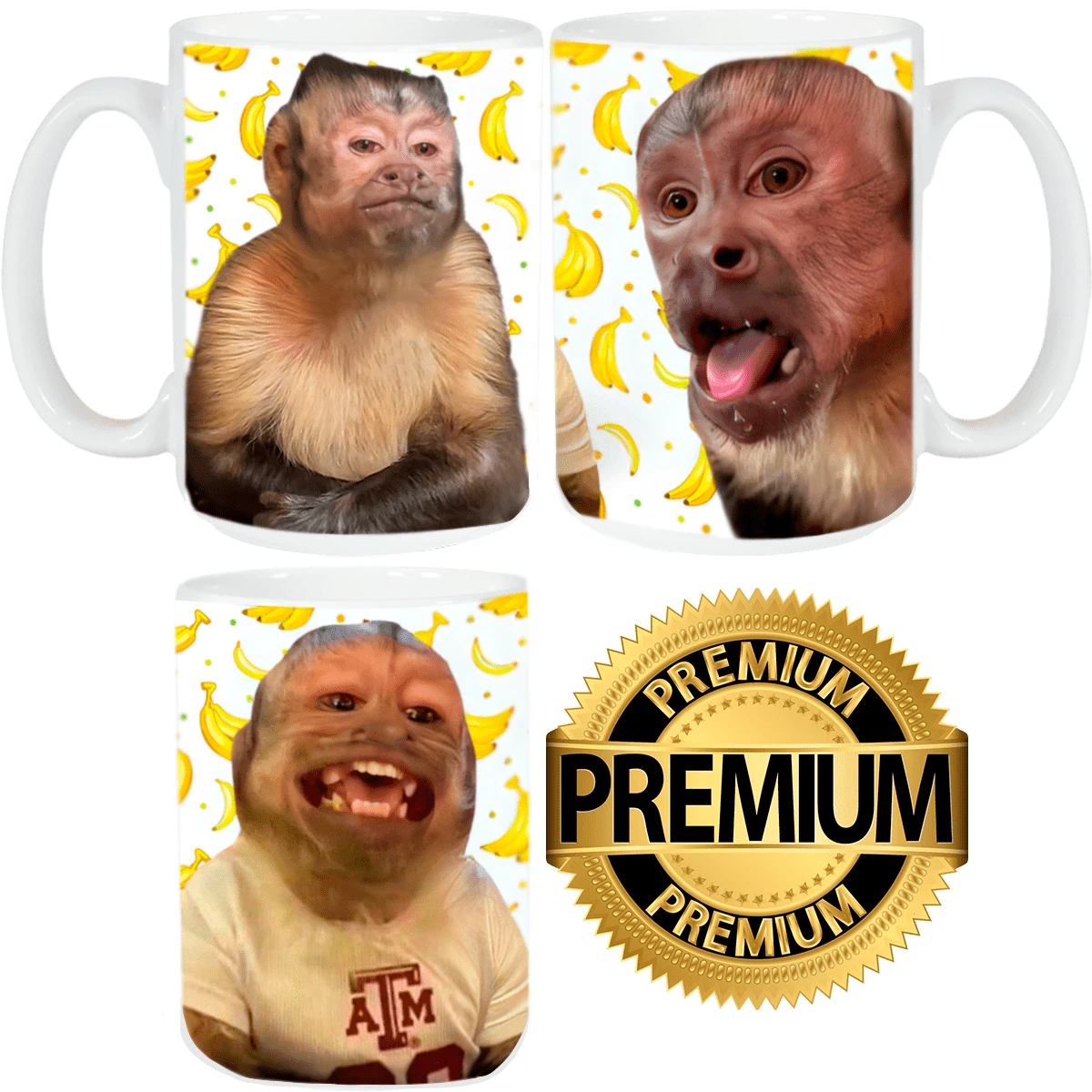 Taza De Changos Meme 11 Oz Sublimada De Cerámica Café O Te - Blanco - Ver 1