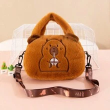 Capybara Crossbody Bag Portable Shoulder Bag Purse Cute Plush Bag For Outdoor Party,Stuffed Capybara Plush Bag Cartoon Capybara Plush Animal Handbag