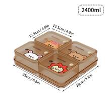 WORTHBUY Caja de almacenamiento de alimentos cuadrada de plástico con tapa, caja sellada reutilizable a prueba de humedad para bocadillos, frutos secos y caramelos, con diseño de dibujos animados transparente, apta para la cocina, la sala de estar y la oficina