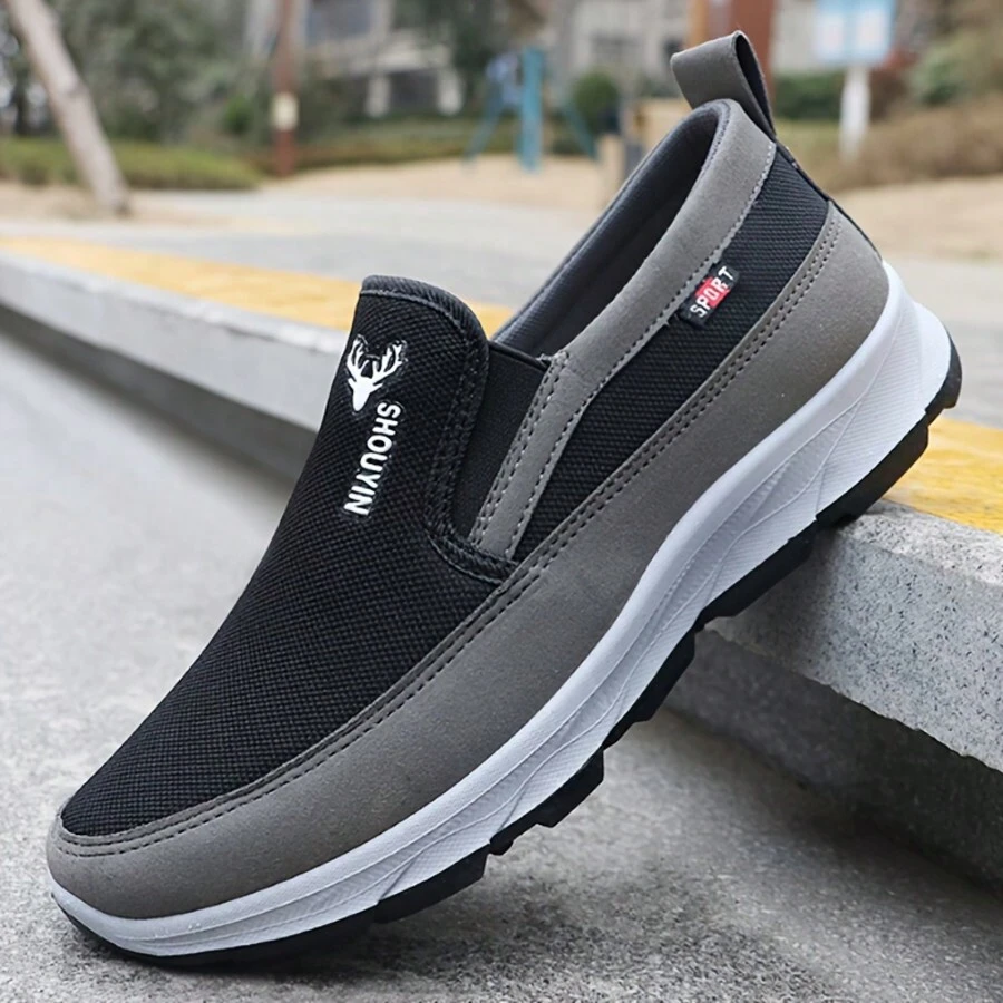 Men's Knitted Breathable Loafers, Comfortable Non-Slip Solid Slip-On Shoes Suitable For Outdoor Activities