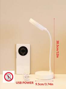 1pc LED Round Desk Lamp, Study Eye Care Small Night Light, Desk Top Creative Reading Lamp (Non-Rechargeable) - White - View 6