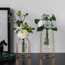 1pc Creative Household Decorative Dried Flower Arrangement For Living Room, Dining Table Home Decor Vase Room Decor Flower Vase Glass Vase