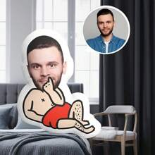 Customized Fun Photo Pillow - Personalized And Innovative Plush Mat With Humorous Design, Ideal Choice For Christmas, Valentine's Day, And Birthday Gifts, Polyester Fiber, Multicolor, Most Suitable For Christmas