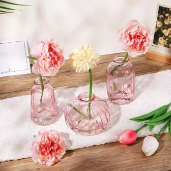 1/3 pezzi Vaso per boccioli, piccolo vaso, mini vaso in vetro per centrotavola, decorazione da tavolo, vaso fatto a mano (rosa) regalo per compleanni, lauree, decorazione per la casa, decorazione per la stanza, vaso per fiori