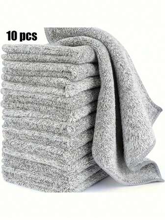 1/10 件超强吸水超细纤维清洁布 - 厚实、快干竹炭纤维毛巾、适用于汽车和厨房、不粘油、可水洗