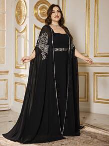 SUPGIR Convertible Sleeveless Bead-Embellished Formal Dress With Floor-Length Skirt