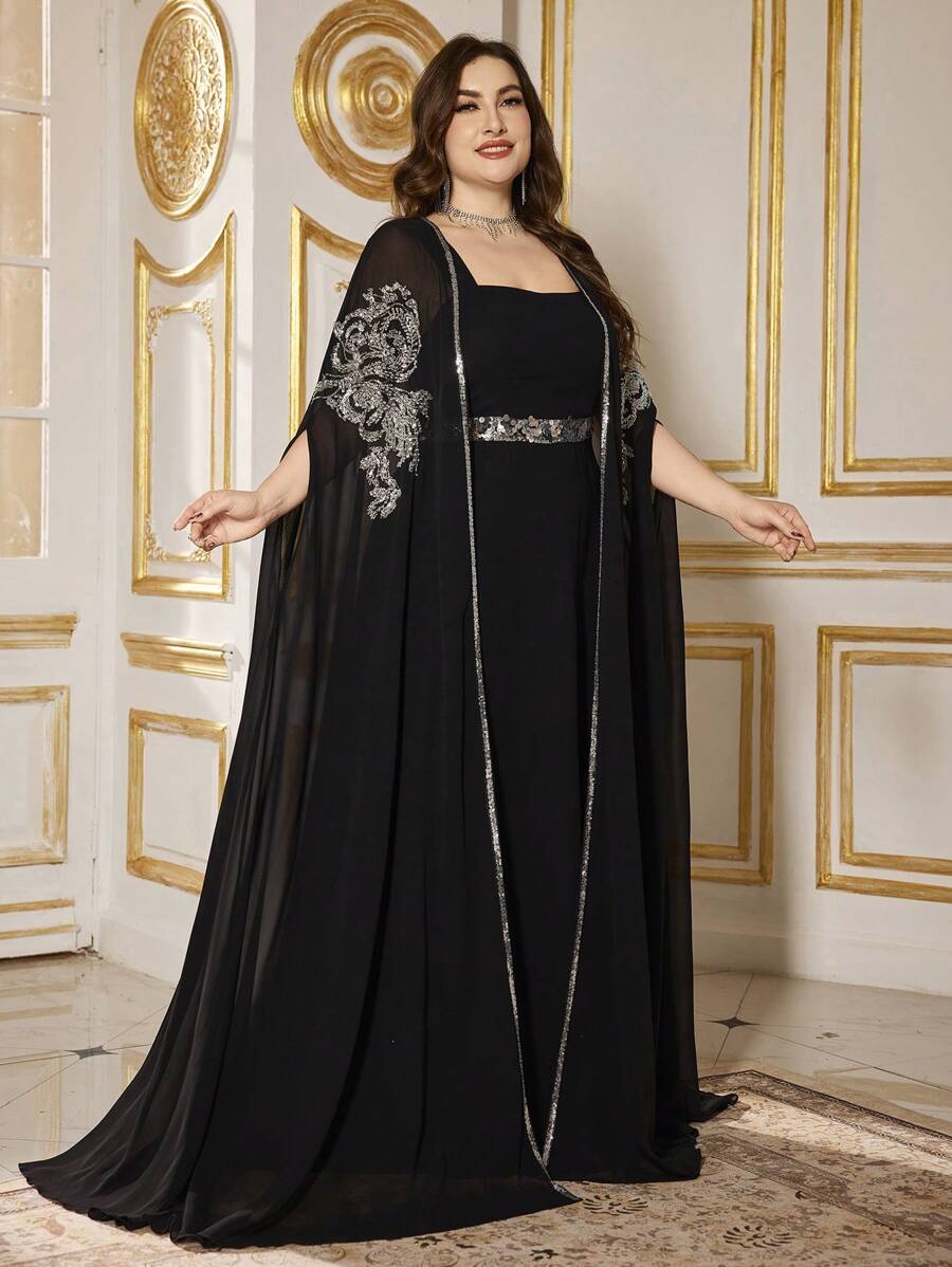 SUPGIR Convertible Sleeveless Bead-Embellished Formal Dress With Floor-Length Skirt