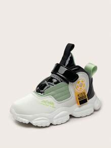 1 par de zapatillas deportivas para niños, transpirables, elásticas, suaves, con absorción de impactos, de secado rápido, livianas, impermeables, antideslizantes, con superficie de parche y tela, estilo casual y grueso para correr en la calle, para niños y niñas