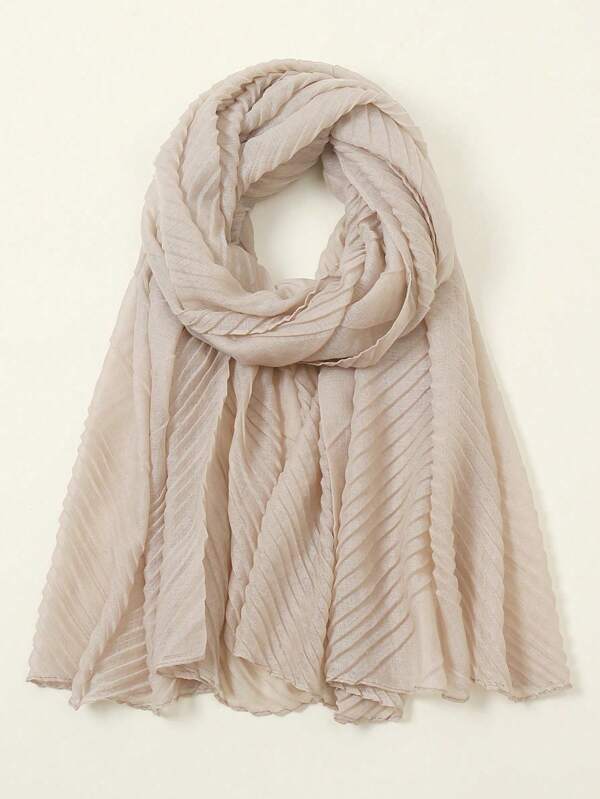 1pc Women Lightweight Solid Color Crinkle Bohemian Style Breathable Scarf, Fashion Minimalist, Casual Versatile Headscarf, Suitable For Daily Wear, All Seasons