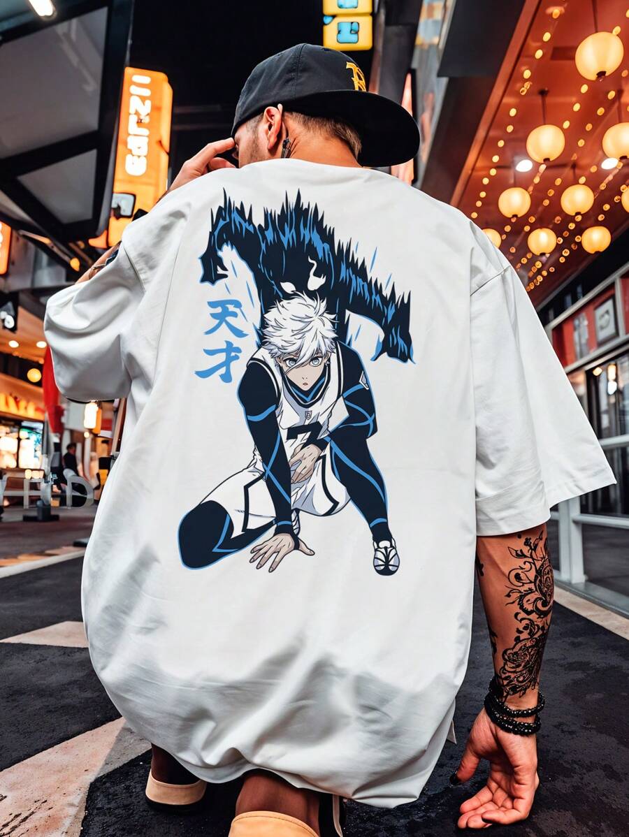 Oversized Streetwear Blue Lock Nagi Manshine City Anime T-Shirt REF 7075 VEST NERD - trắng - Xem 1