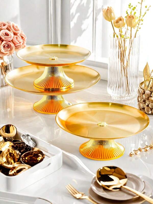 1pc Stainless Steel Tray, Cake/Dessert/Snack Platter, Afternoon Tea Tray, Party Decor, Party Supplies, Holiday Decor, Holiday Supplies