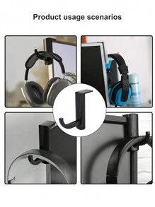 4pcs Headphone Holder, Computer Headphone Storage Hook, Gaming Headset Hanger, Headphone Rack For Home PC Headphones, Headphone Accessories, Monitor Headset Hook, Headphone Stand, Wall Mounted Headphone Organizer No-Drill