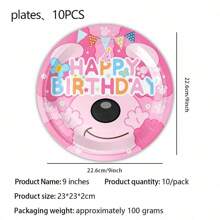 إكسسوارات وتزيينات لحفلة عيد ميلاد كلب أزرق وردي - أطباق ومناديل زرقاء وردية - أطباق ورقية زهرية لحفلات أعياد الميلاد. أنا هنا، مرحبا، أنا صاحب عيد الميلاد