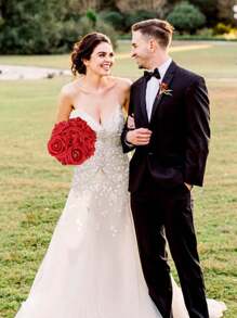 2PCS Wedding Bouquets For Bride,Hand Holding Bouquet Artificial Fake Flowers Toss Bouquet,For Wedding Party Decorations, Home Decoration