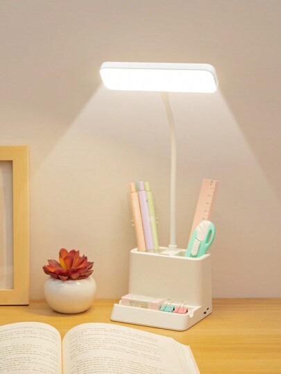 1 pezzo Lampada da scrivania multifunzionale a LED, supporto per telefono cellulare, portapenne, lampada da lettura con cura degli occhi per studenti, cameretta, lampada da scrivania