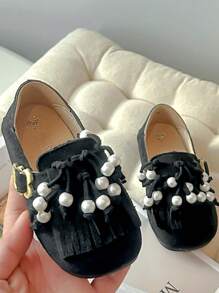 1 Pair Simple Fashion Leather Flat Shoes For Girls, Suitable For Summer
