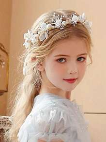1 pièce Accessoire de cheveux boho printanier pour mariée avec perles, couronne de fleurs, guirlande de mariée, serre-tête, bijoux pour cheveux, cadeau pour enfants