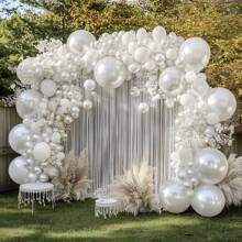 140 Stück Perle Weiß Dekorationsballons Girlande Bogen Set, Perle Weiße Latexballons für Bridal-Shower, Hochzeitsjubiläen, Verlobungen, Geburtstagsdekoration - A - Übersicht 4