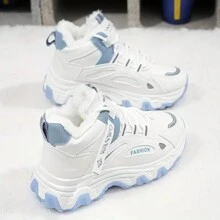 2025 Winter New Plush Cotton Shoes Women's Snow Boots Plush Warm Thick Snow Boots Cotton Shoes Versatile Casual Home Sports Hiking Shoes - 白藍 - 查看 5