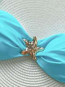 توب بيكيني حورية البحر مطبوع بلا أحزمة للنساء، صيفي