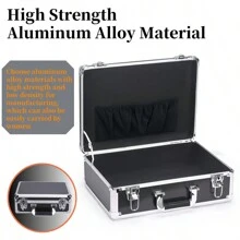 Caja de almacenamiento de aleación de aluminio, 42x30x15cm/33x24x12cm, estuche de herramientas impermeable, caja de equipos de metal portátil, equipaje de mano, contenedor de instrumentos portátil con esquinas reforzadas y resistente a golpes, adecuado para herramientas, ropa, zapatos, cosméticos, joyas, documentos, instrumentos, manualidades, fotos, etc. (2 tamaños disponibles) Bolsa para la escuela, accesorios escolares, artículos escolares