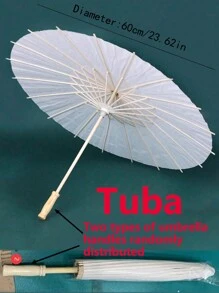 1pc Hand Painted Umbrella, Customizable Blank Oil Paper Umbrella, Suitable For Wedding, Random Handle