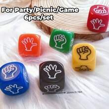 Set de 6 dados de juego de piedra, papel o tijera de colores mezclados