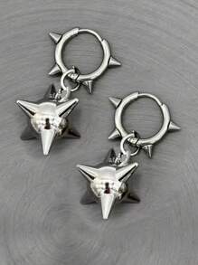2 pares de pendientes góticos con bolas con pinchos, pendientes con colgante de maza con pinchos estilo punk Y2K, pendientes de estética retro - Plateado - Ver 1
