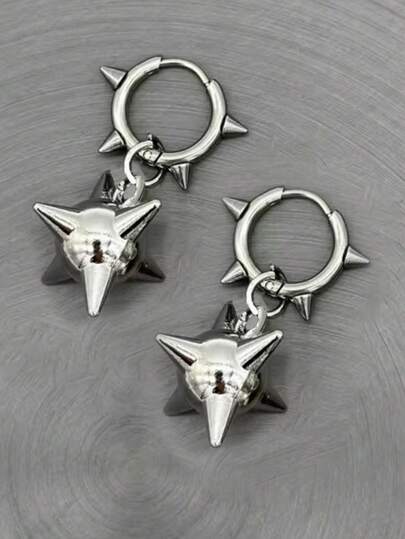 2 Pairs Gothic Spiked Ball Earrings, Y2K Punk Spiked Mace Pendant Earrings, Retro Aesthetic Earrings