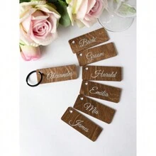 1 pieza Llavero de certificado de boda de madera - Placa de identificación de madera personalizable impresa, Accesorio de alambre de acero negro de 7 pulgadas, Portátil para bodas, San Valentín, festivales, fiestas, regalos de cumpleaños y graduación