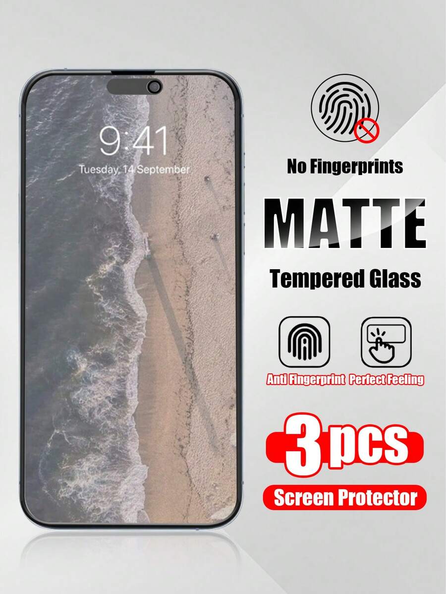 3pcs 2.5D Full Screen High Definition Matte Tempered Glass Screen Protector (Gaming Film), Anti-Fingerprint, Compatible With Apple IPhone X/XR/11/12/13/14/15/16 Series
